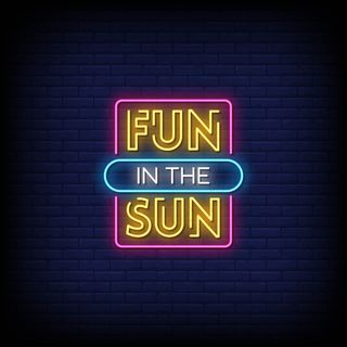 阳光下的乐趣霓虹灯标志样式文本