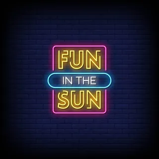 阳光下的乐趣霓虹灯标志样式文本