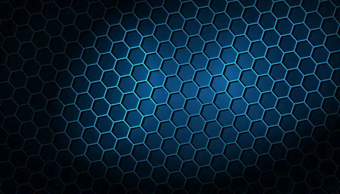 深色背景，蓝色六边形图案eps,ai矢量模版下载