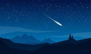 夜空中群星闪烁，流星闪烁。
