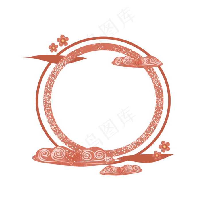 祥云梅花圆形边框(2048X2048(DPI:300))psd模版下载