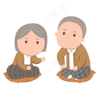 手绘矢量重阳节老年人透明底免抠