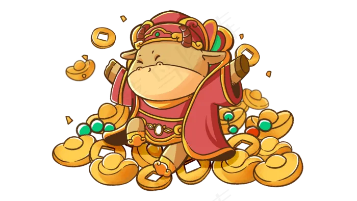牛年卡通财神牛贺岁吉祥(2880X1620(DPI:300))psd模版下载