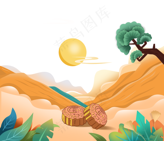 中秋国朝月饼png