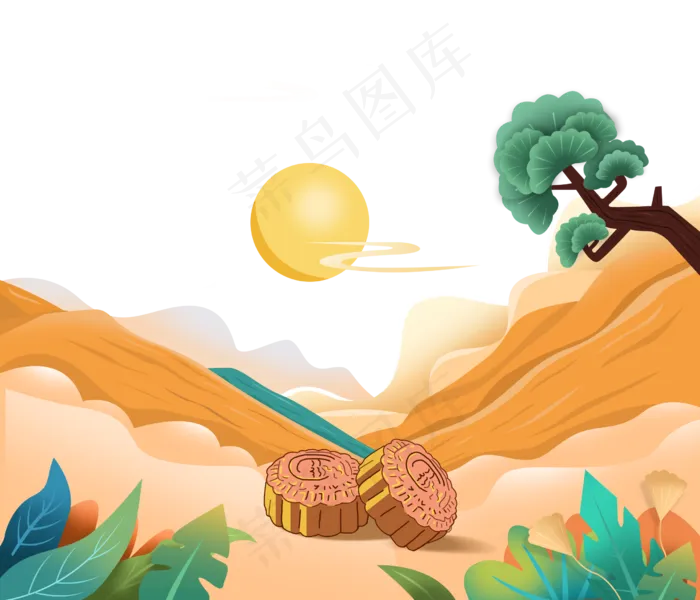 中秋国朝月饼png(2476X2121(DPI:300))psd模版下载