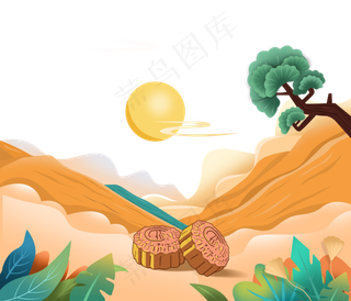 中秋国朝月饼png