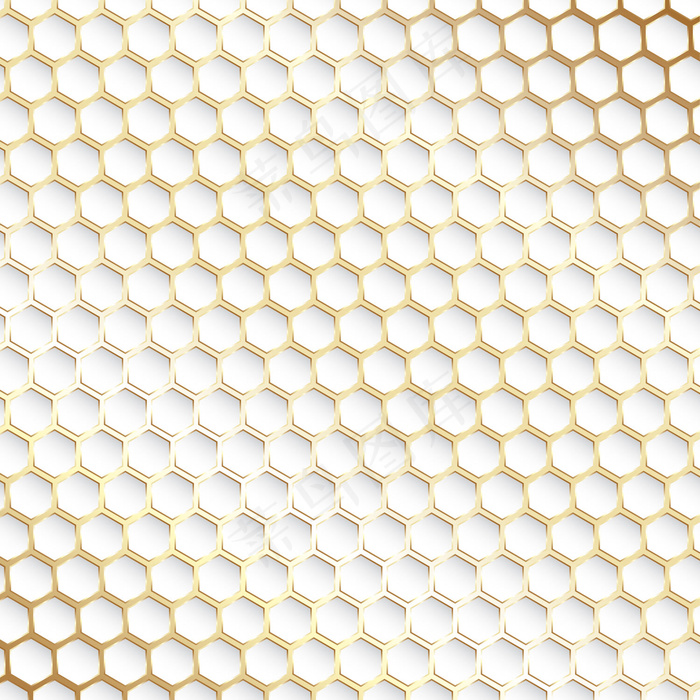 装饰性金白六边形图案背景