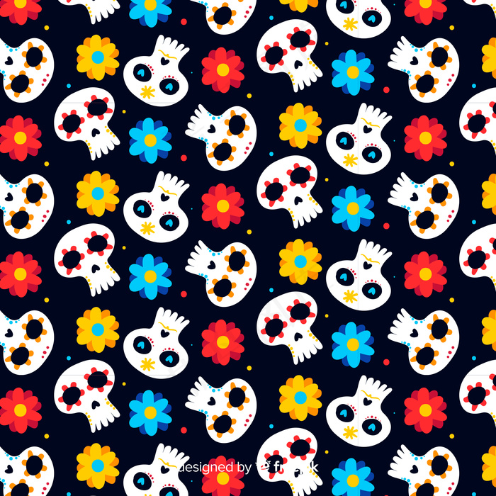 手绘dia de muertos图案eps,ai矢量模版下载