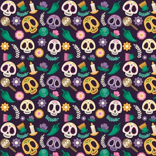 平面设计中的Dia de muertos图案