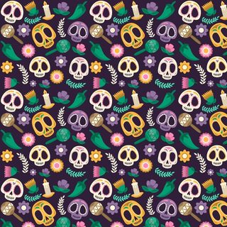 平面设计中的Dia de muertos图案