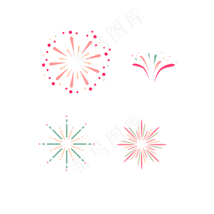 原创扁平撞色烟花