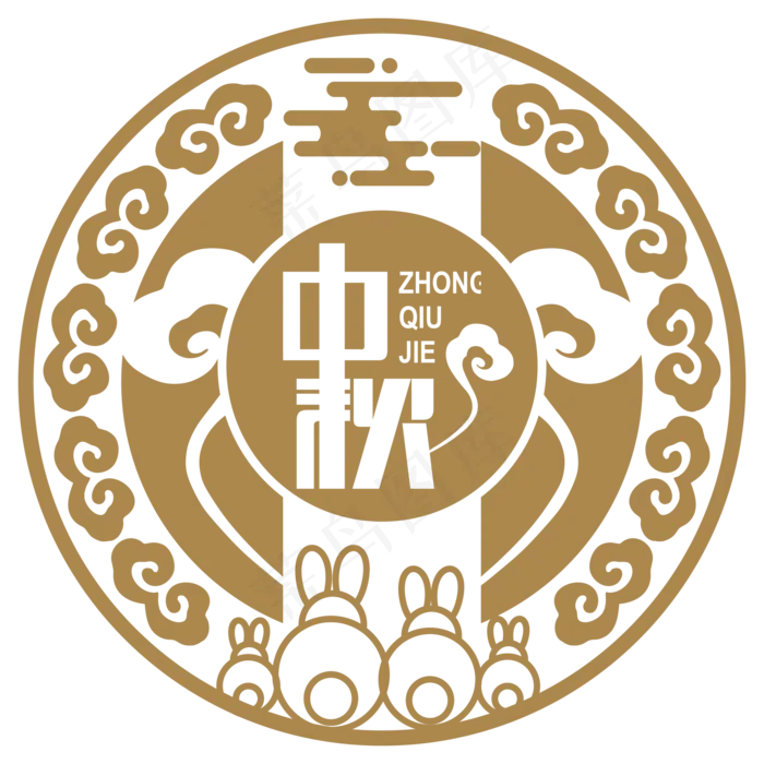 中秋金色装饰矢量素材(2000X2000(DPI:300))ai矢量模版下载