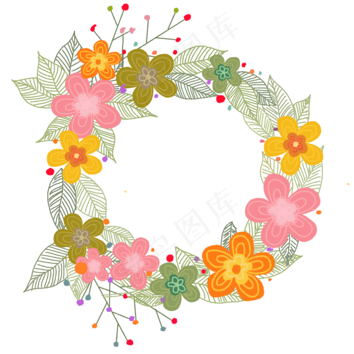 七夕植物花环花朵树叶装饰边框(2000*2000px 300 dpi )psd模版下载