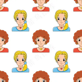 彩色无缝图案。卡通风格。