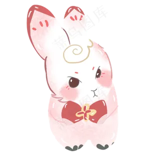 卡通瞪着大眼睛的兔子