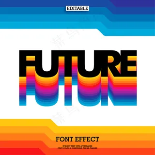 80年代渐变色文字效果，现代感强