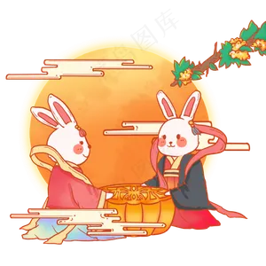 国潮月亮玉兔中国风
