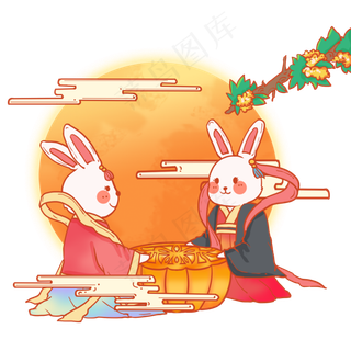 国潮月亮玉兔中国风