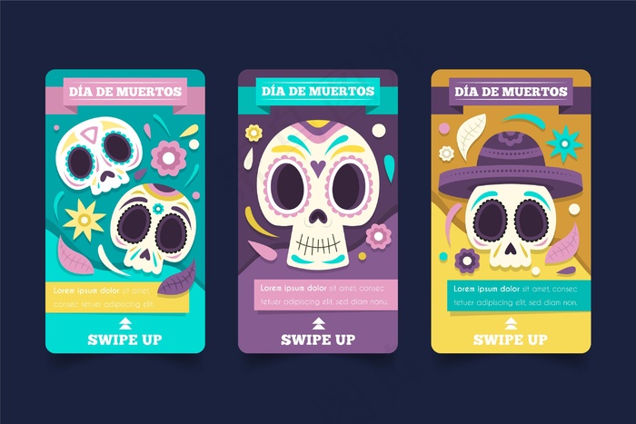 Dia de muertos模板故事集eps,ai矢量模版下载