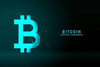 闪烁蓝色的比特币技术背景