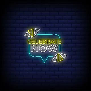立即庆祝霓虹灯标志样式文本
