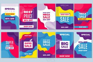 减价出售宣传单,DM传单。广告横幅banner模板特殊营销标签折扣抽象移动背景