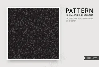 黑色抽象背景与无缝随机白色单色图形