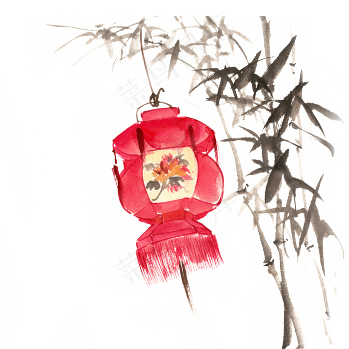 元旦竹子与灯笼(4724X4724(DPI:300))psd模版下载