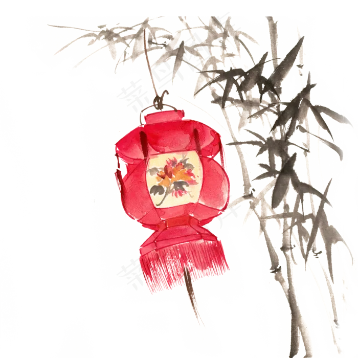 元旦竹子与灯笼(4724X4724(DPI:300))psd模版下载
