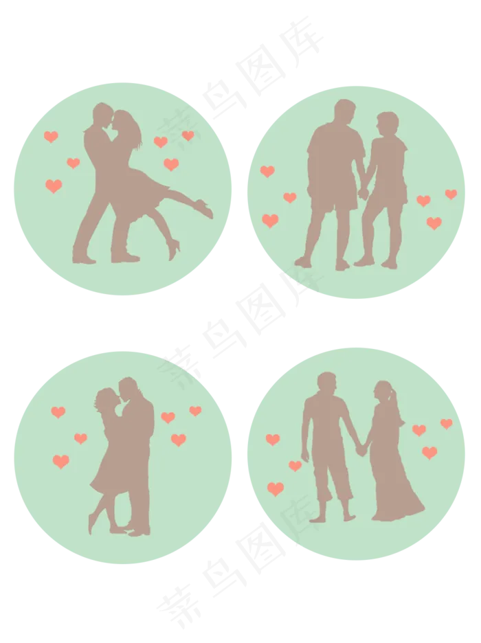 七夕情侣剪影元素可商用元素(1024X1369(DPI:300))psd模版下载