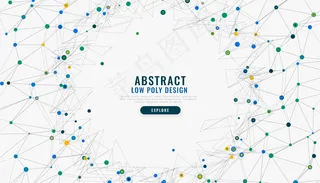 抽象低多边形数字网络网格背景