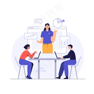 工作人员正在通过视频电话介绍计划