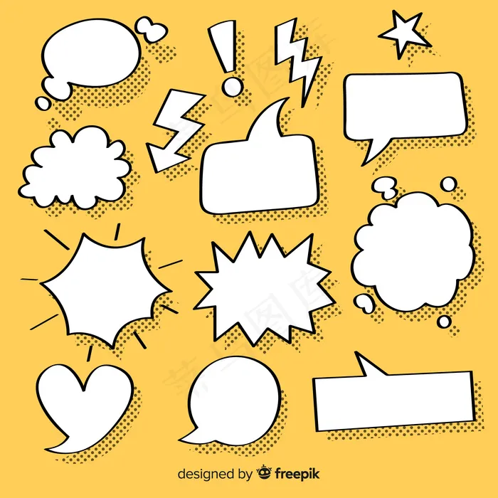 漫画语言泡泡集eps,ai矢量模版下载