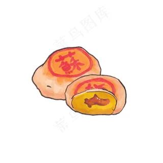 手绘中秋节苏式月饼设计元素