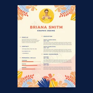 带有叶子和女人的Cv模板