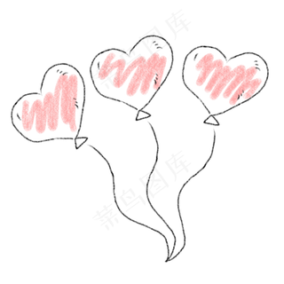 心形气球手绘卡通素材免费下载