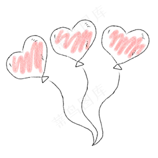 心形气球手绘卡通素材免费下载