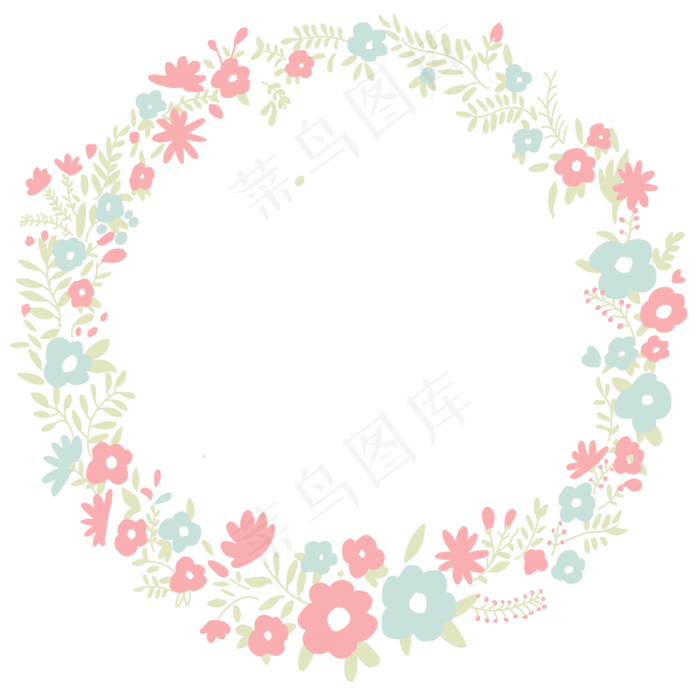 七夕清新花朵粉红粉蓝浅绿植物花(2000*2000px 300 dpi )psd模版下载