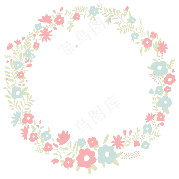 七夕清新花朵粉红粉蓝浅绿植物花(2000*2000px 300 dpi )psd模版下载