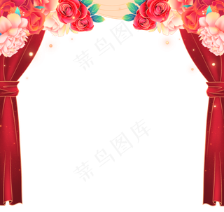 国庆节国潮鲜花帷幕