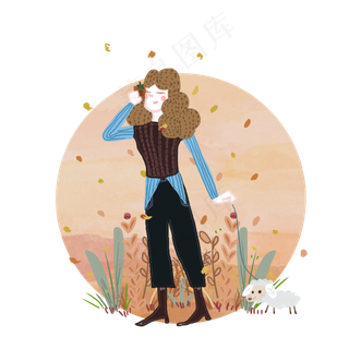  带狗散步的女孩