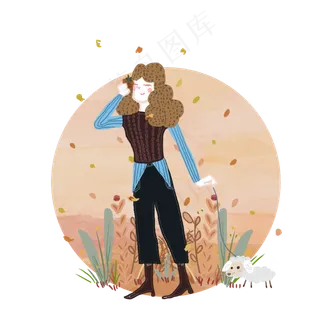  带狗散步的女孩