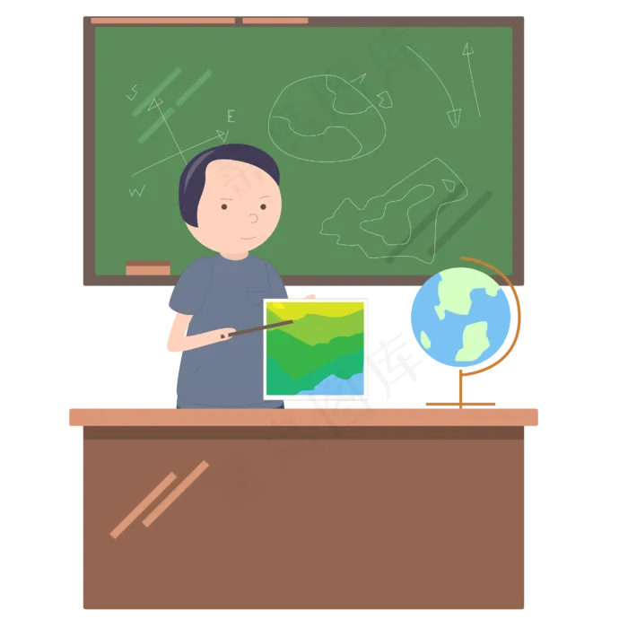 教师节卡通扁平矢量地理教师素材ai矢量模版下载