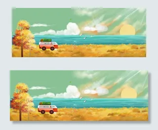 秋季卡通旅游旅行banner