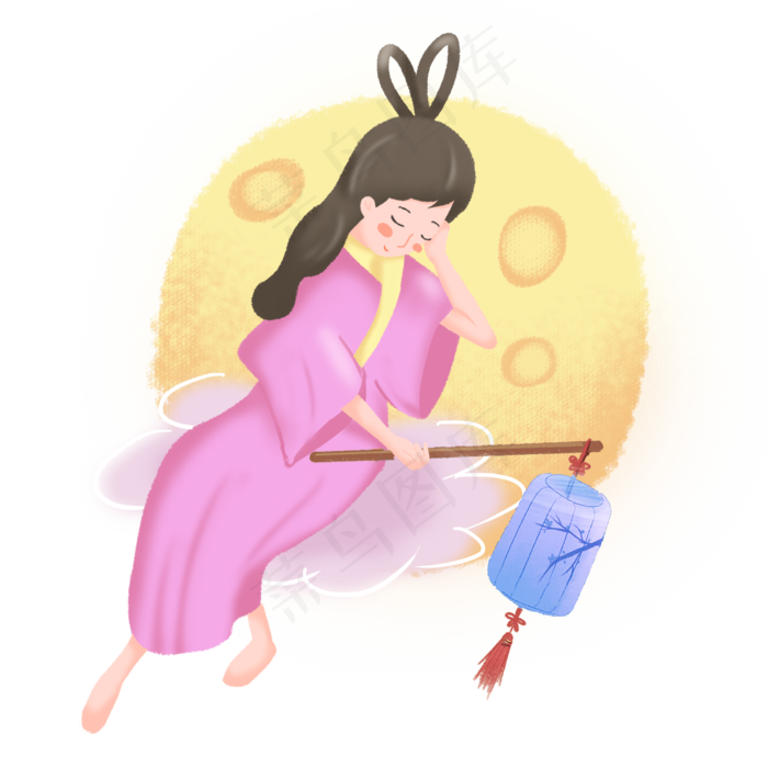 中秋节嫦娥手提灯笼素材