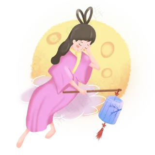 中秋节嫦娥手提灯笼素材