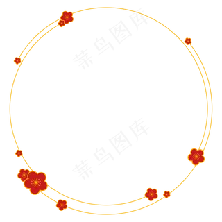 中式烫金圆弧梅红梅边框 中式烫金圆弧梅红梅边框