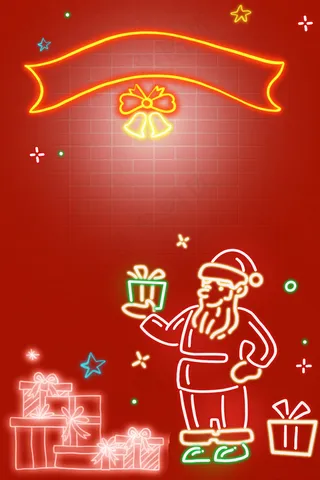 红色霓虹灯圣诞节圣诞老人