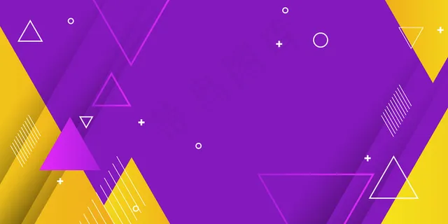紫色和黄色背景。抽象几何潮流设计。
