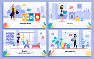 家政和清洁工作矢量横幅banner设置